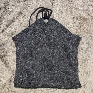 Vintage Sparkly Black Wave Design Top
